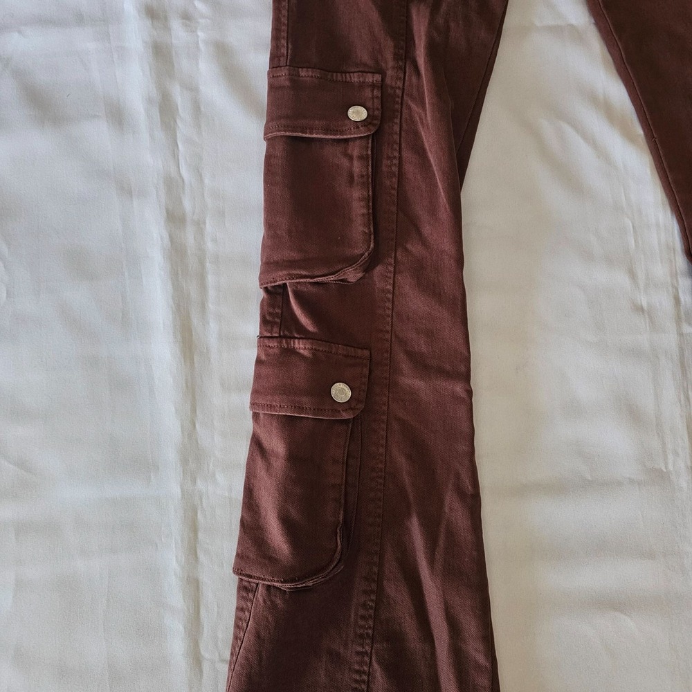 Forever 21 Women's Brown Twill Flare Cargo Pants Size Medium NWT - Picture 15 of 16